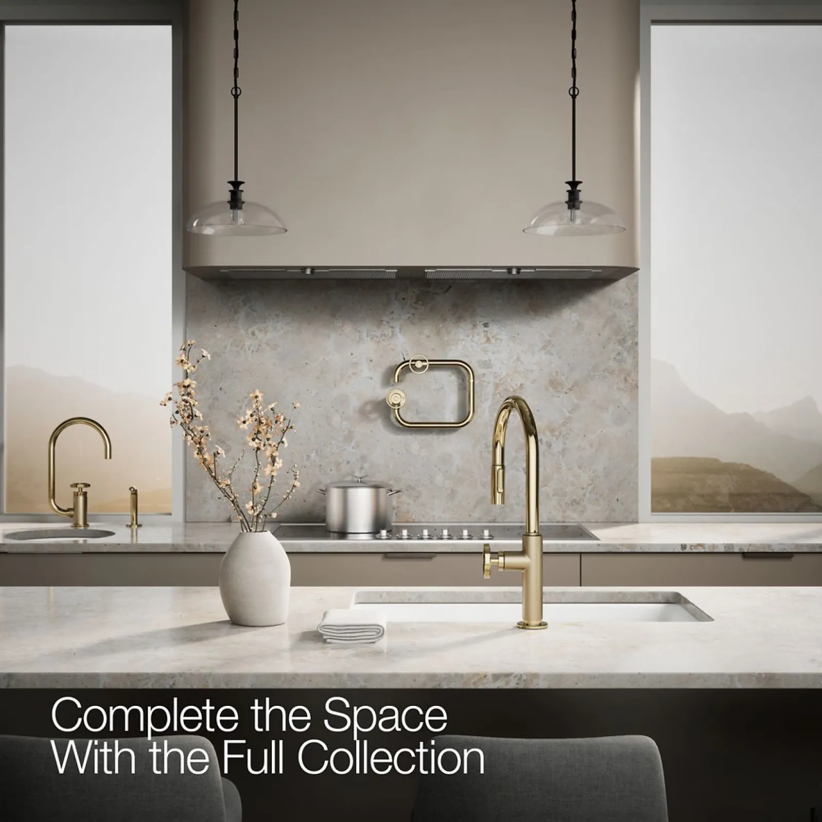 Pull-down kitchen sink faucet with two-function sprayhead^Kohler Discount