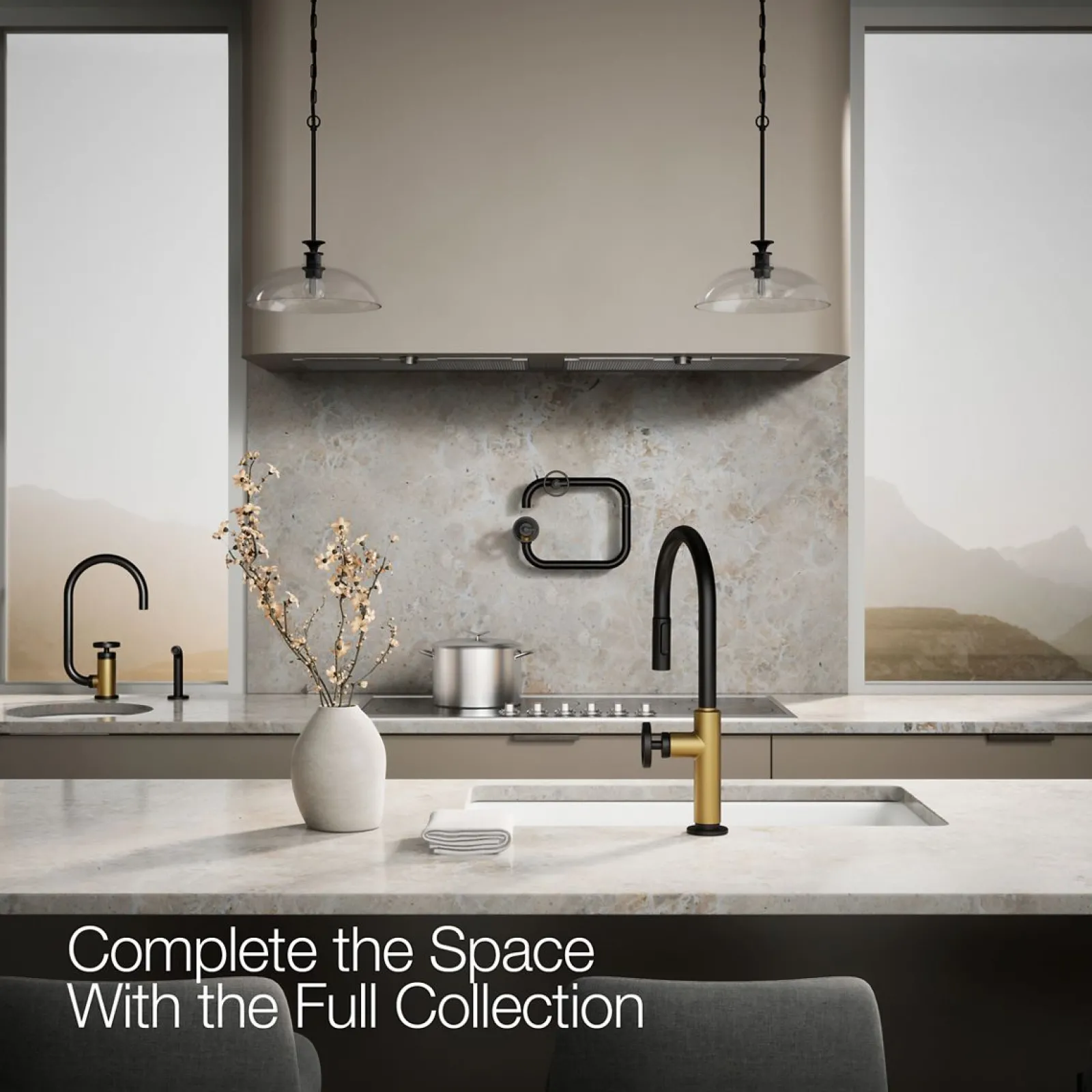 Pull-down kitchen sink faucet with two-function sprayhead^Kohler Discount
