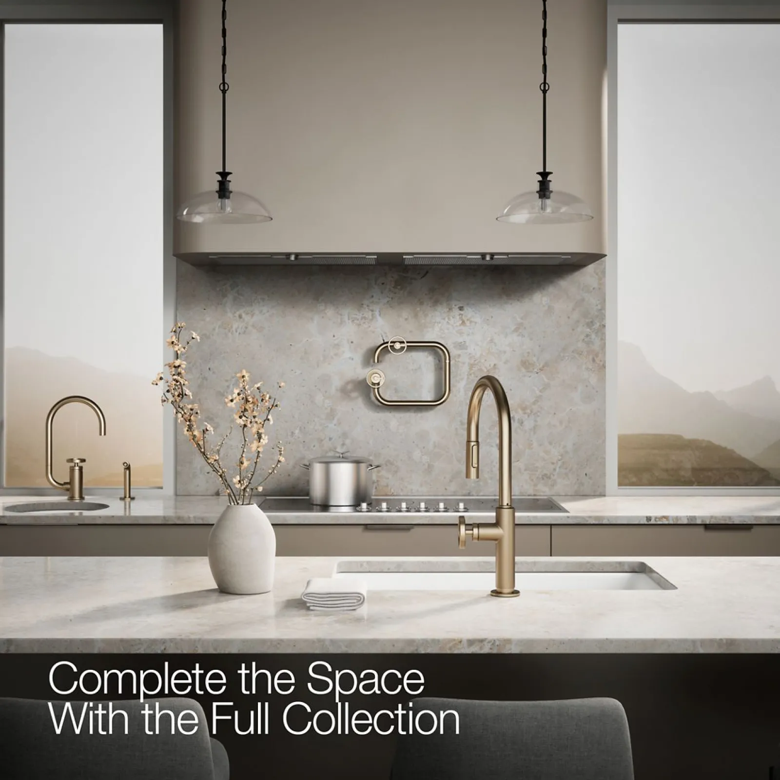 Pull-down kitchen sink faucet with two-function sprayhead^Kohler Discount