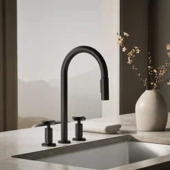 Pull-down kitchen sink faucet with two-function sprayhead^Kohler Outlet