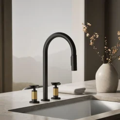 Pull-down kitchen sink faucet with two-function sprayhead^Kohler Outlet