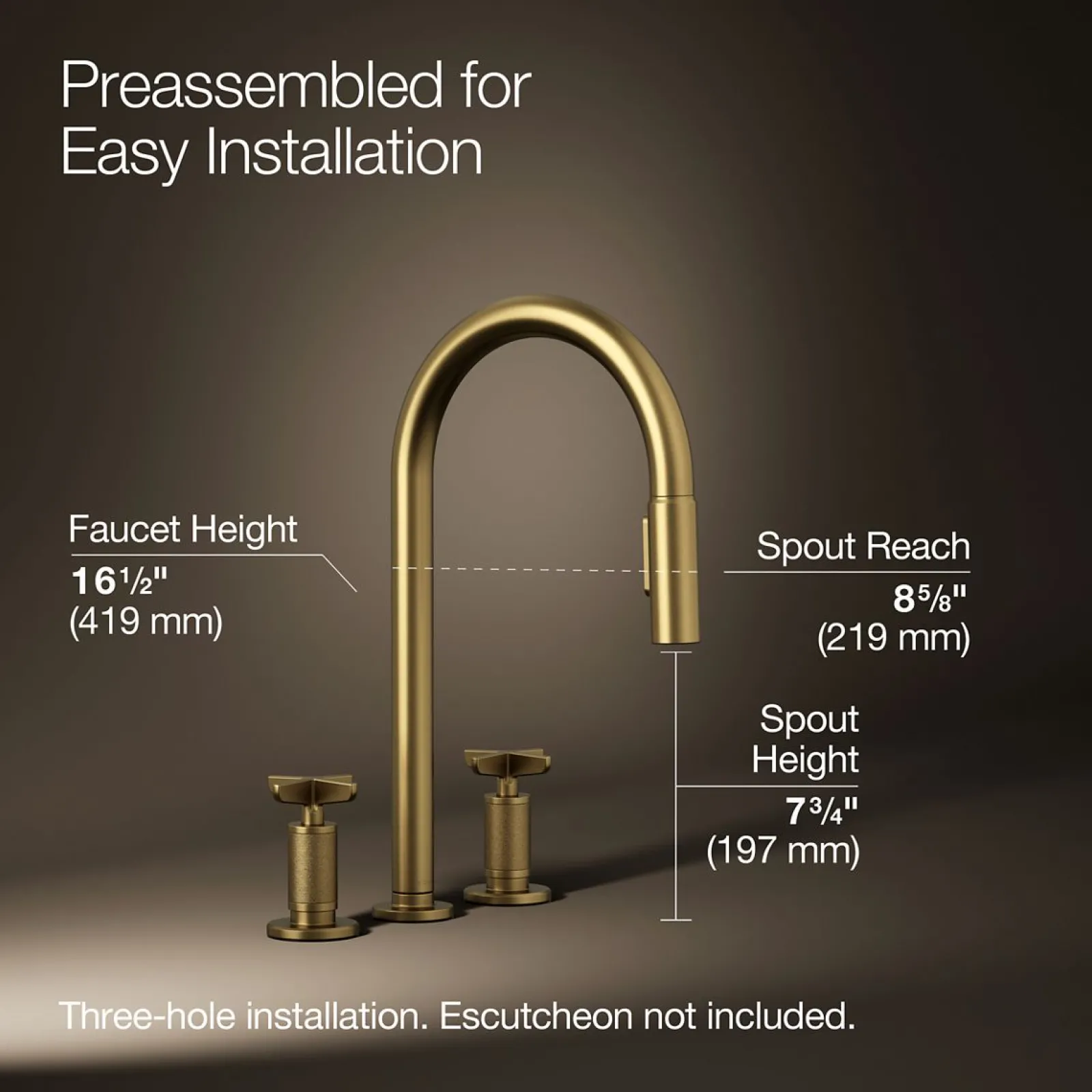 Pull-down kitchen sink faucet with two-function sprayhead^Kohler Outlet