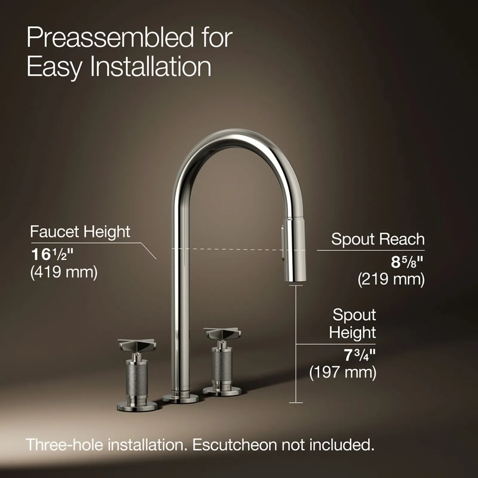 Pull-down kitchen sink faucet with two-function sprayhead^Kohler Outlet