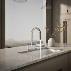 Pull-down kitchen sink faucet with two-function sprayhead^Kohler Outlet