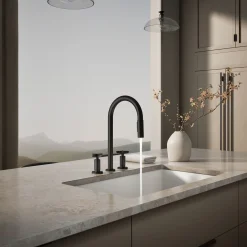 Pull-down kitchen sink faucet with two-function sprayhead^Kohler Outlet
