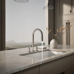 Pull-down kitchen sink faucet with two-function sprayhead^Kohler Outlet