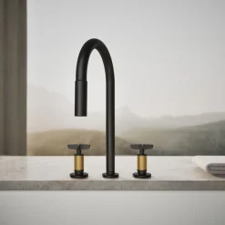 Pull-down kitchen sink faucet with two-function sprayhead^Kohler Outlet