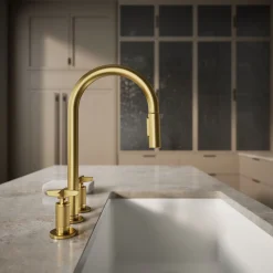 Pull-down kitchen sink faucet with two-function sprayhead^Kohler Outlet