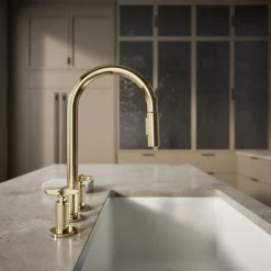 Pull-down kitchen sink faucet with two-function sprayhead^Kohler Outlet