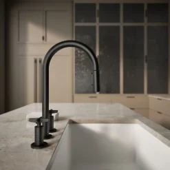 Pull-down kitchen sink faucet with two-function sprayhead^Kohler Outlet