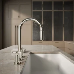 Pull-down kitchen sink faucet with two-function sprayhead^Kohler Outlet