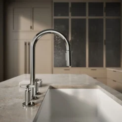 Pull-down kitchen sink faucet with two-function sprayhead^Kohler Outlet