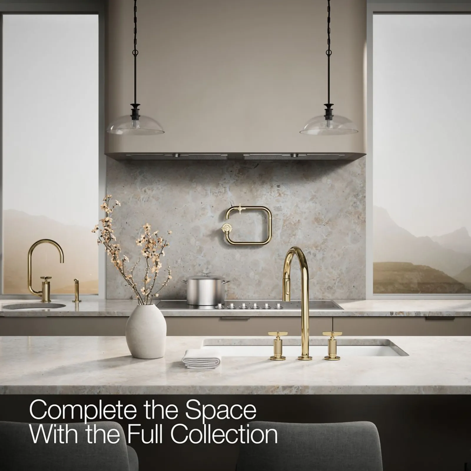 Pull-down kitchen sink faucet with two-function sprayhead^Kohler Outlet