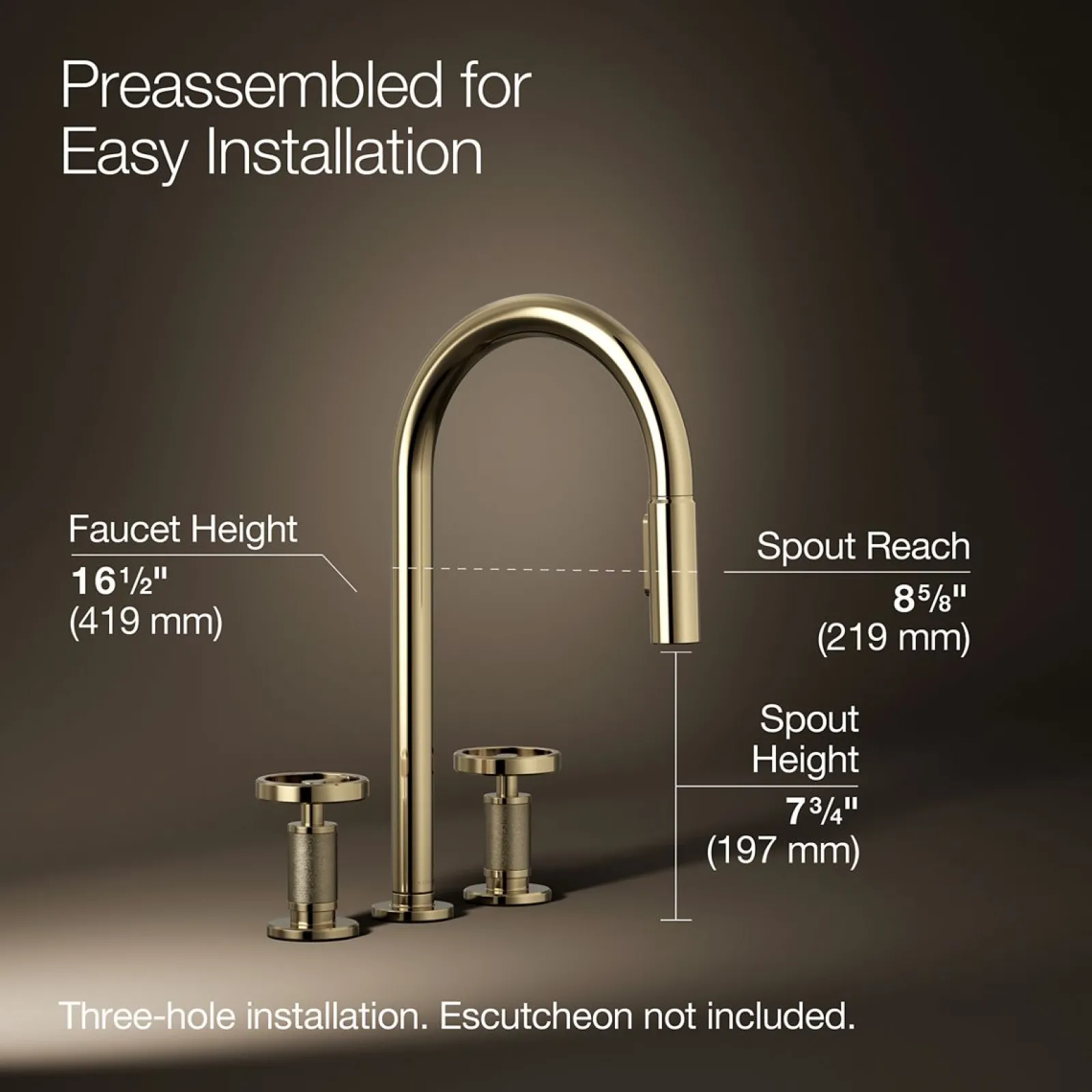 Pull-down kitchen sink faucet with two-function sprayhead^Kohler Hot