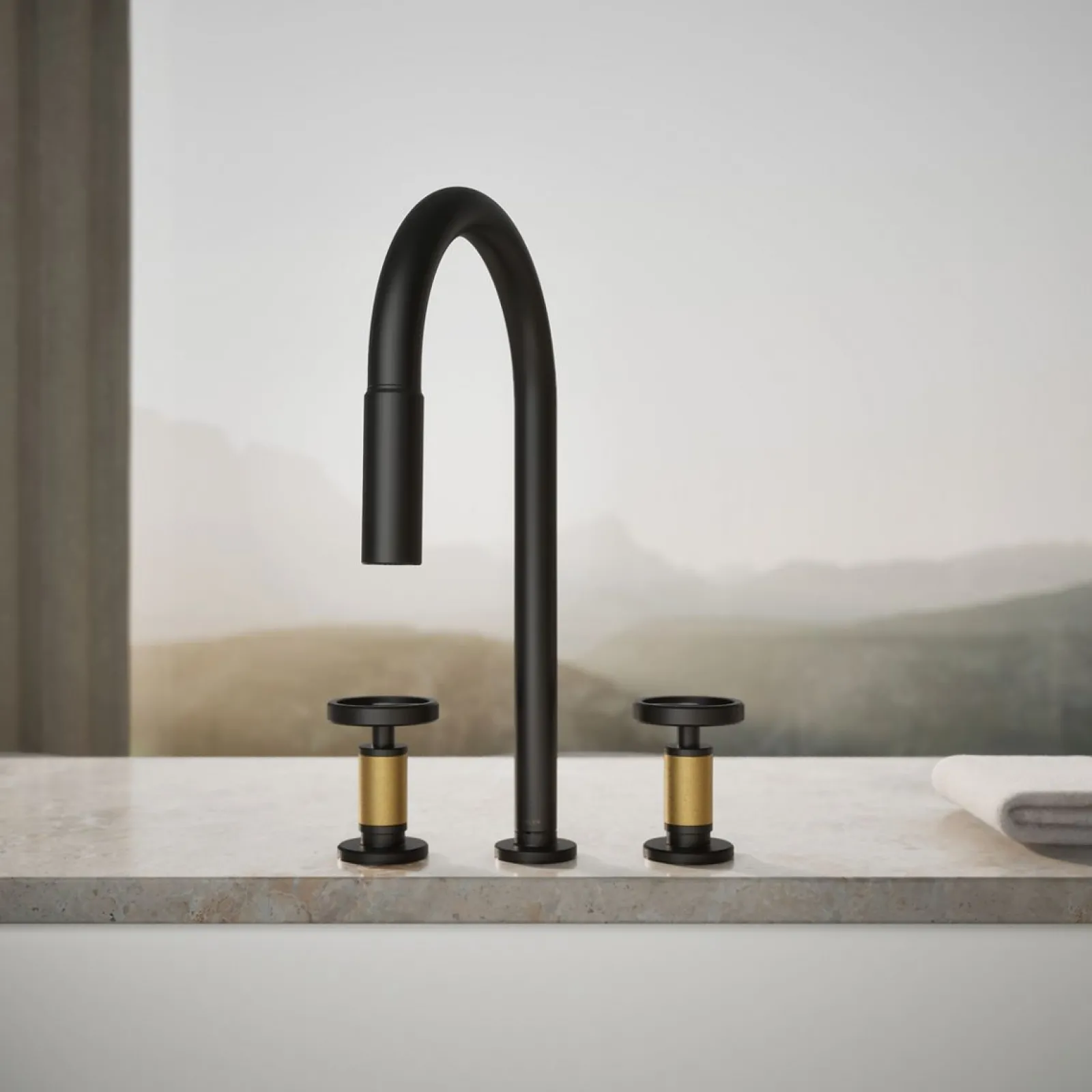 Pull-down kitchen sink faucet with two-function sprayhead^Kohler Hot