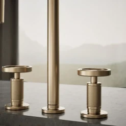 Pull-down kitchen sink faucet with two-function sprayhead^Kohler Hot
