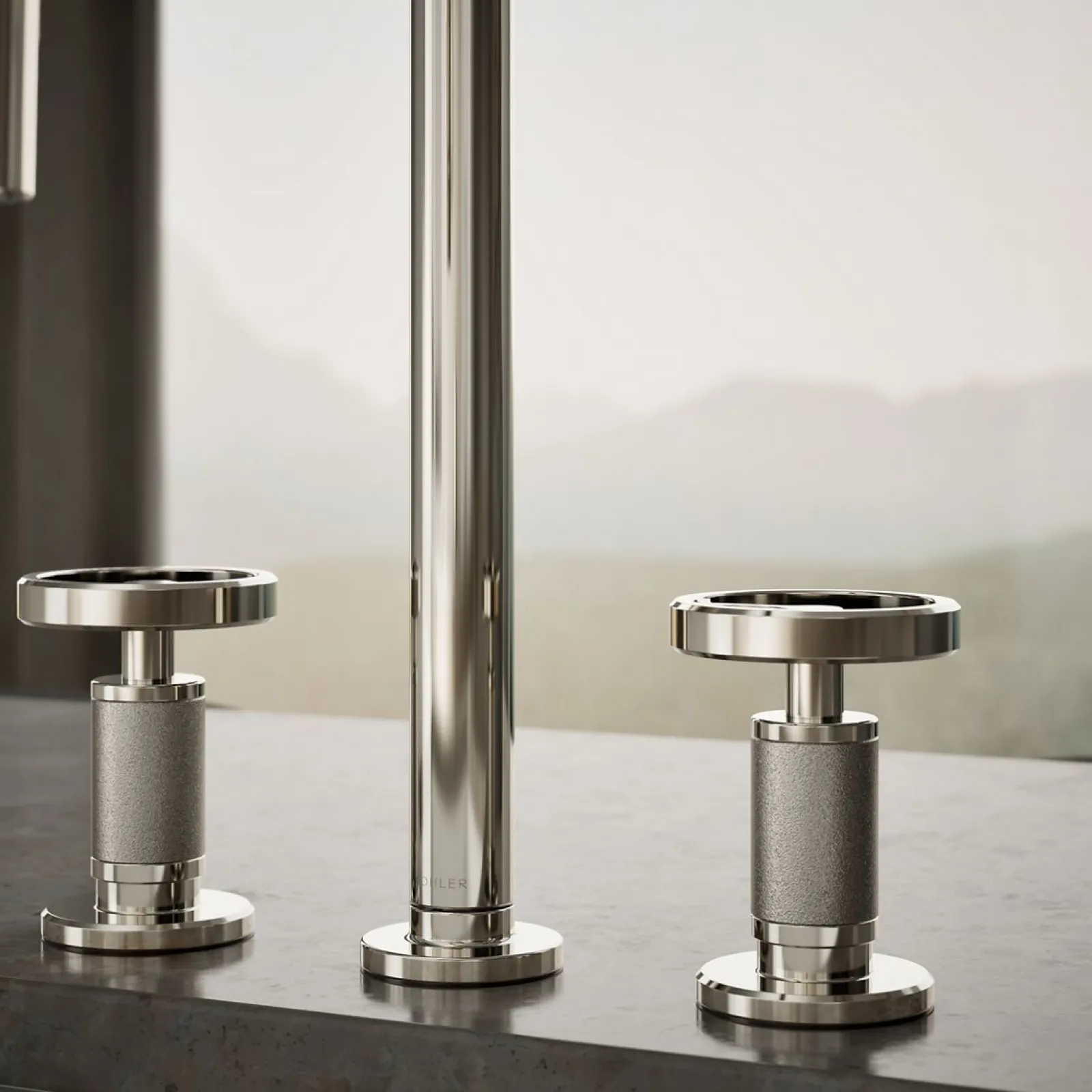 Pull-down kitchen sink faucet with two-function sprayhead^Kohler Hot