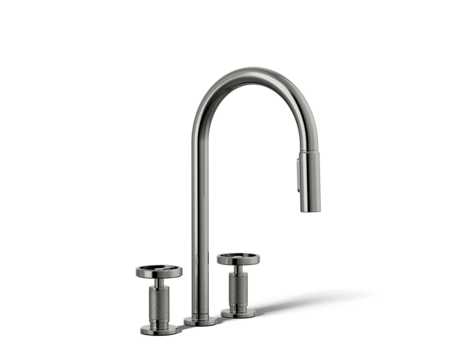 Pull-down kitchen sink faucet with two-function sprayhead^Kohler Hot