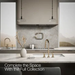 Pull-down kitchen sink faucet with two-function sprayhead^Kohler Hot