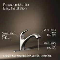 Pull-out kitchen sink faucet with two-function sprayhead^Kohler Online