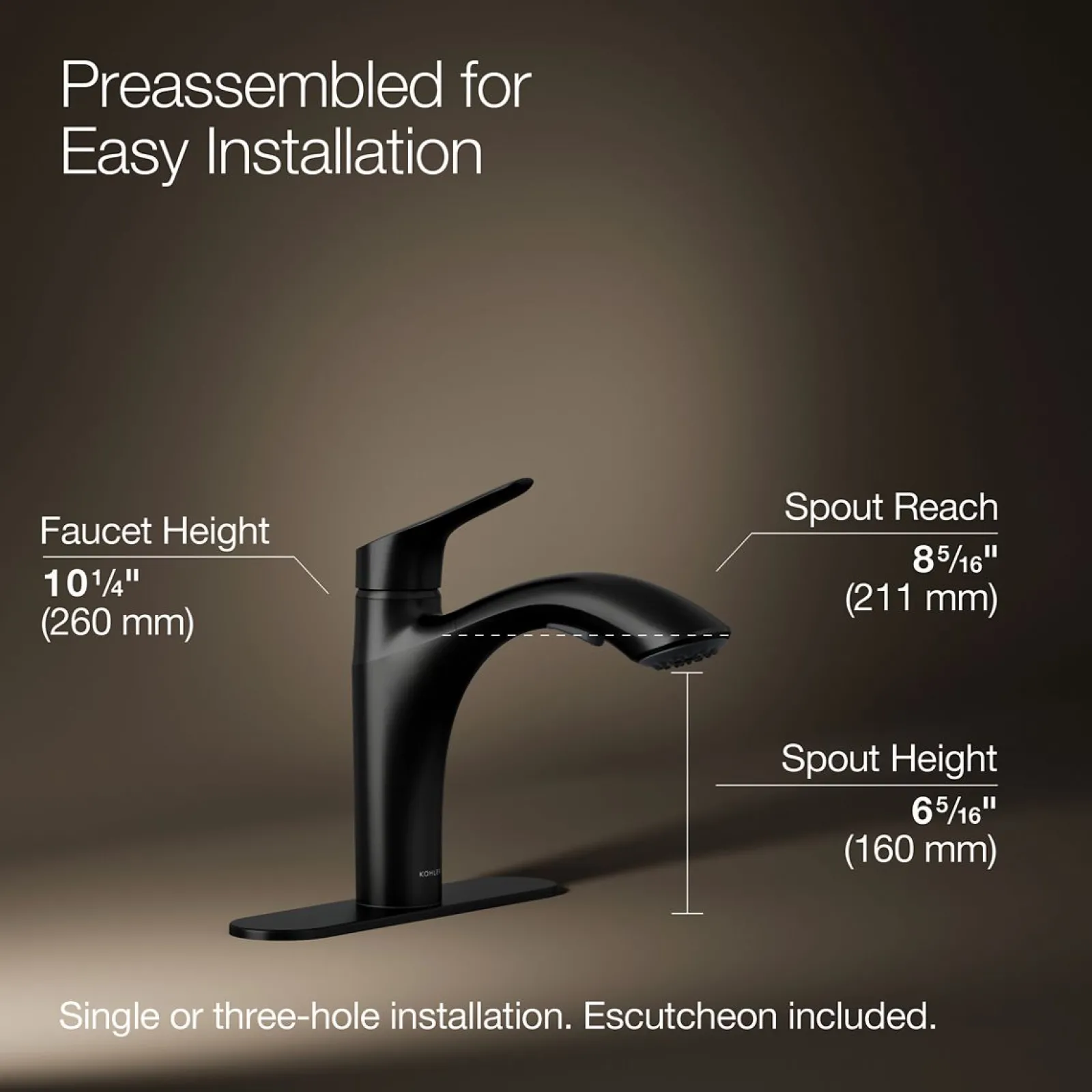 Pull-out kitchen sink faucet with two-function sprayhead^Kohler Hot