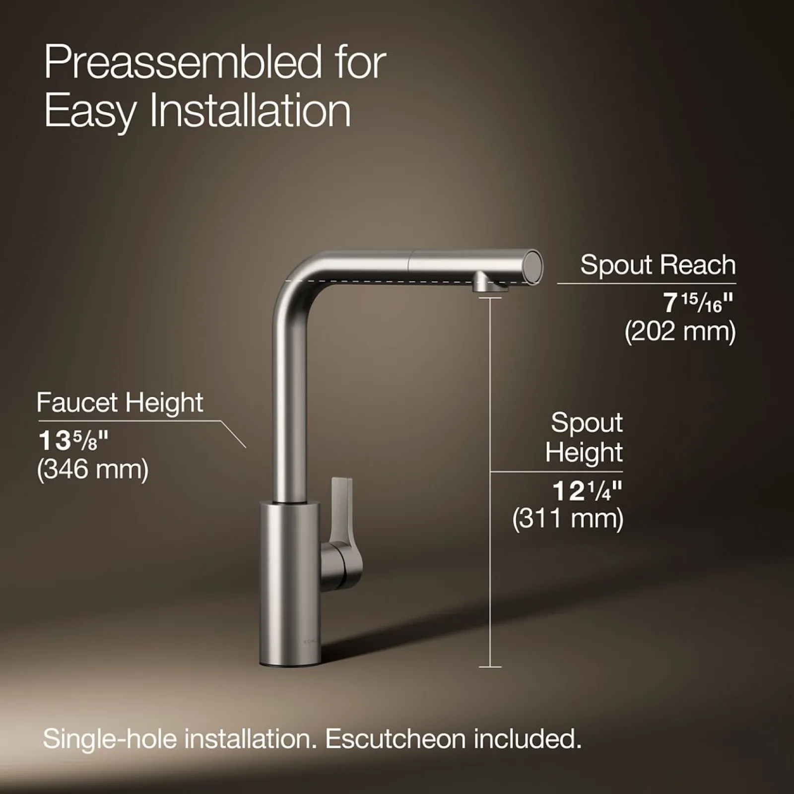 Pull-out kitchen sink faucet with two-function sprayhead^Kohler Outlet