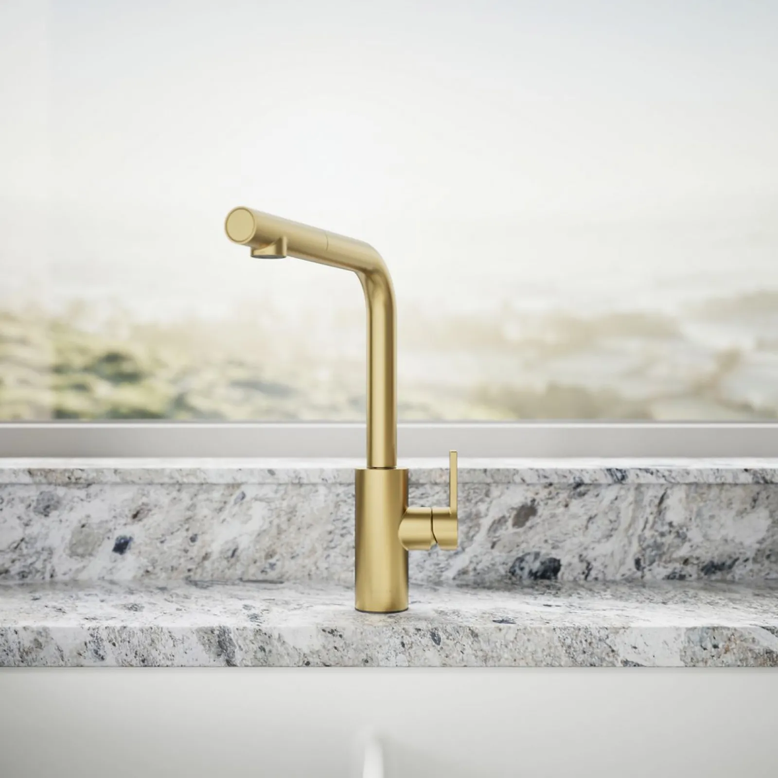Pull-out kitchen sink faucet with two-function sprayhead^Kohler Outlet