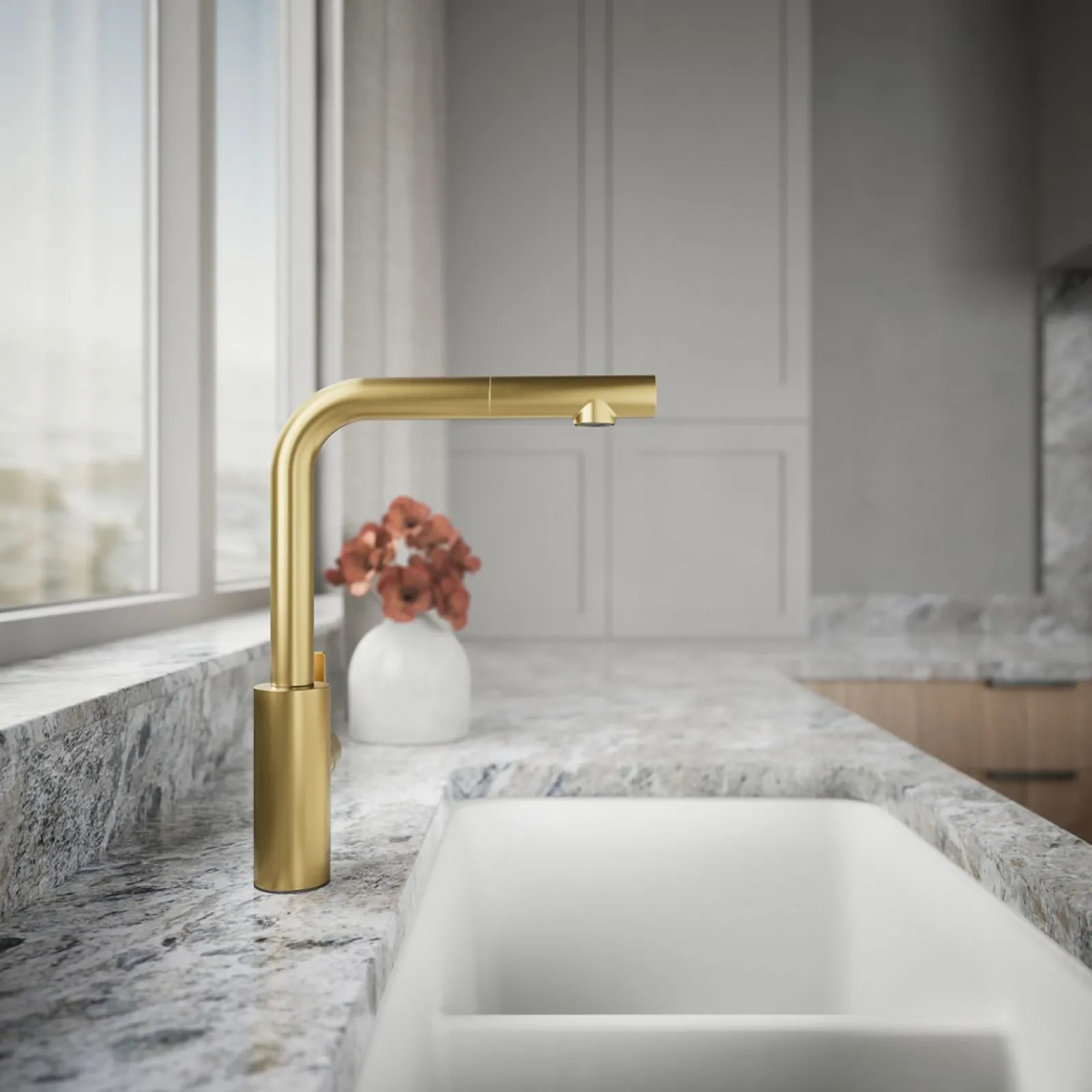 Pull-out kitchen sink faucet with two-function sprayhead^Kohler Outlet