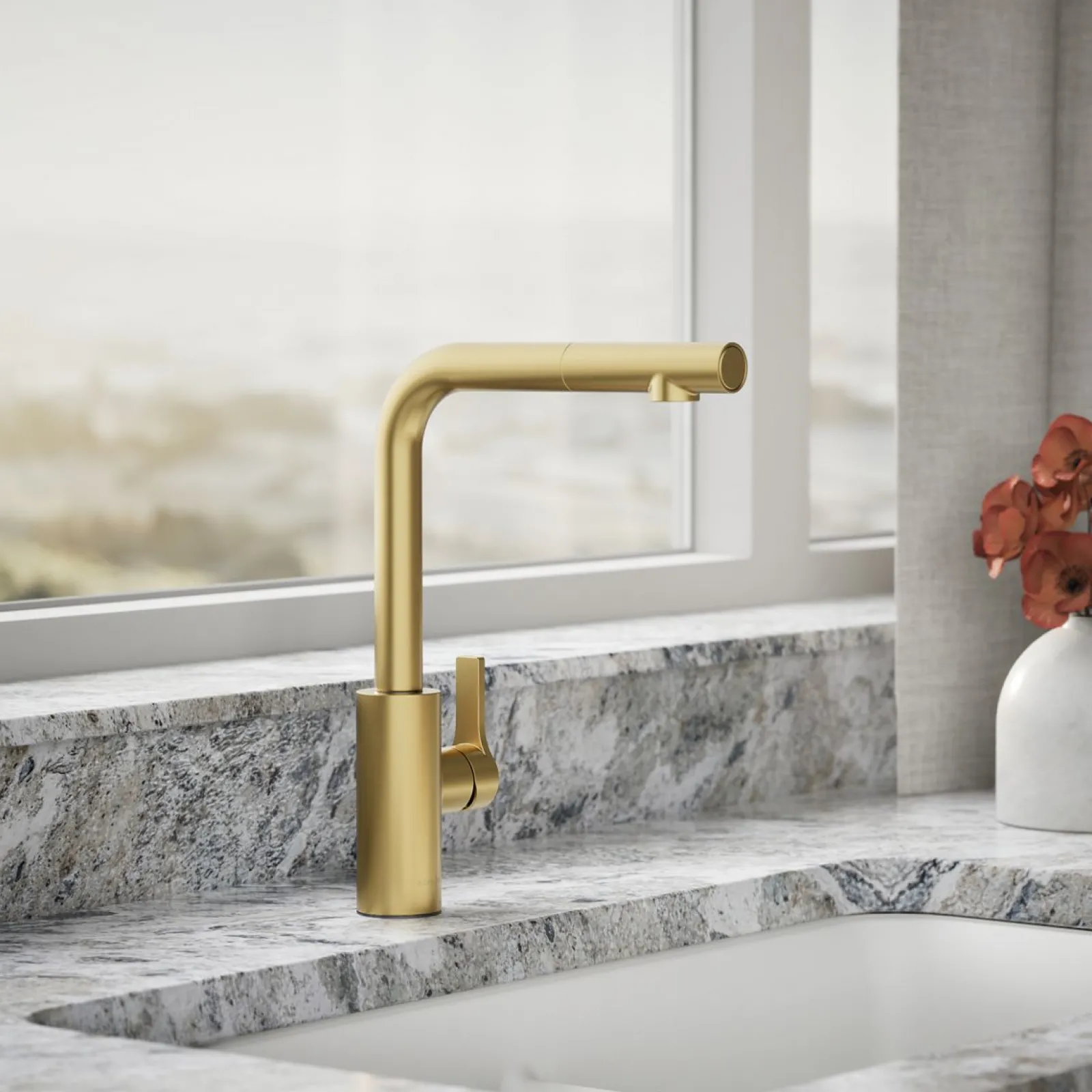 Pull-out kitchen sink faucet with two-function sprayhead^Kohler Outlet