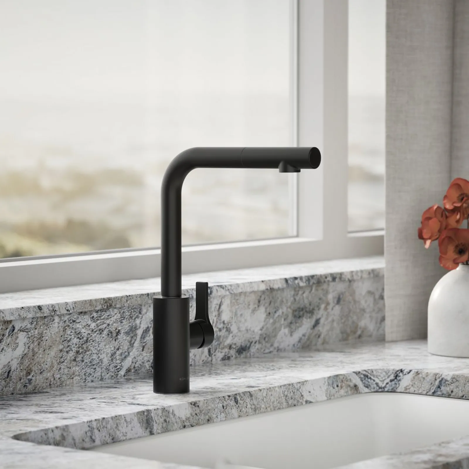 Pull-out kitchen sink faucet with two-function sprayhead^Kohler Outlet
