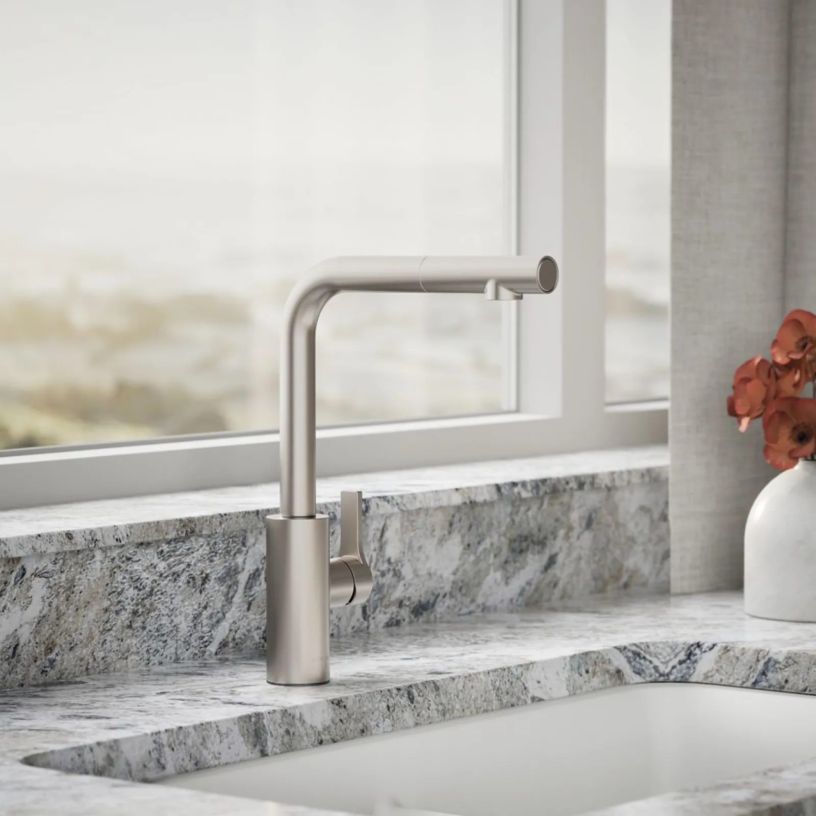 Pull-out kitchen sink faucet with two-function sprayhead^Kohler Outlet