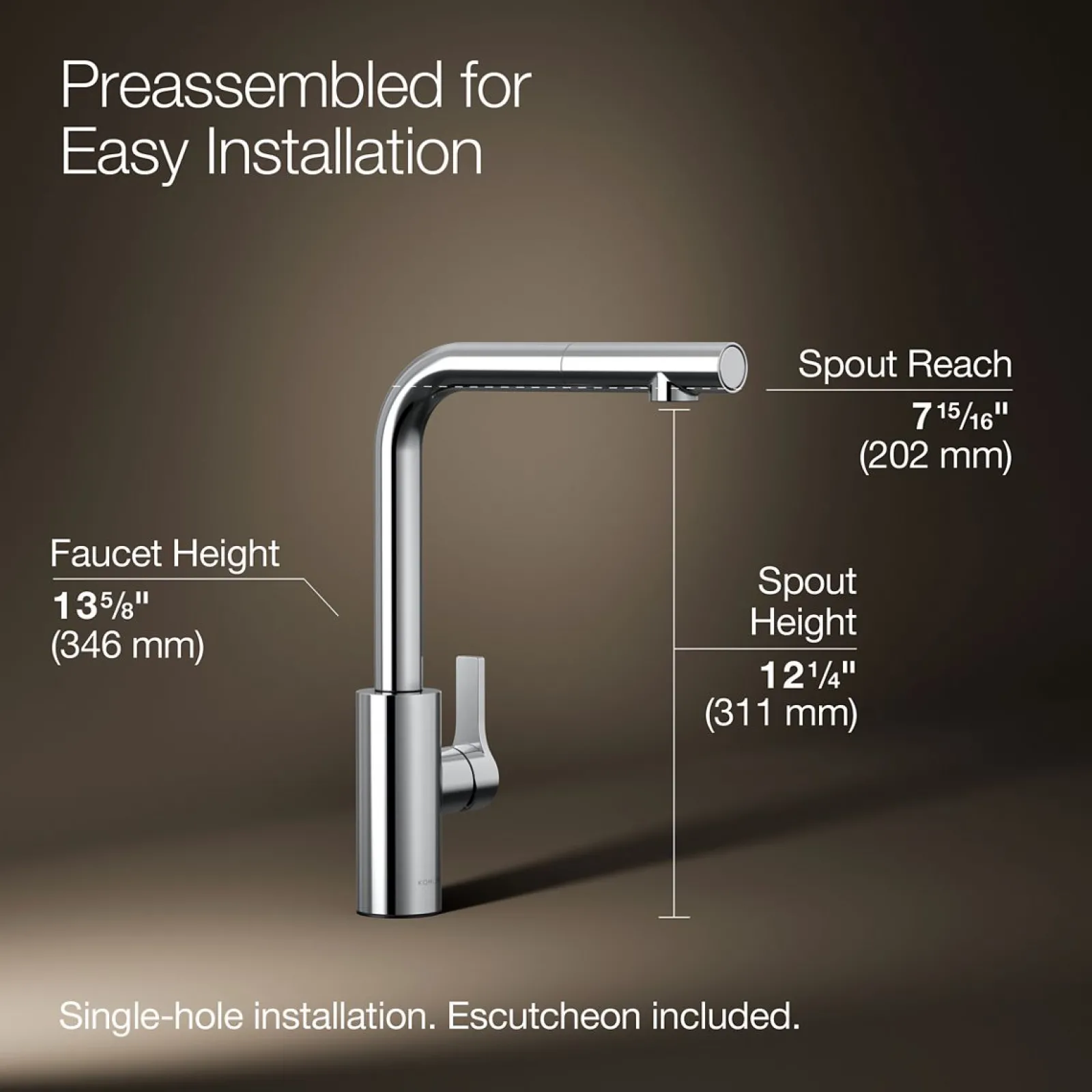 Pull-out kitchen sink faucet with two-function sprayhead^Kohler Outlet