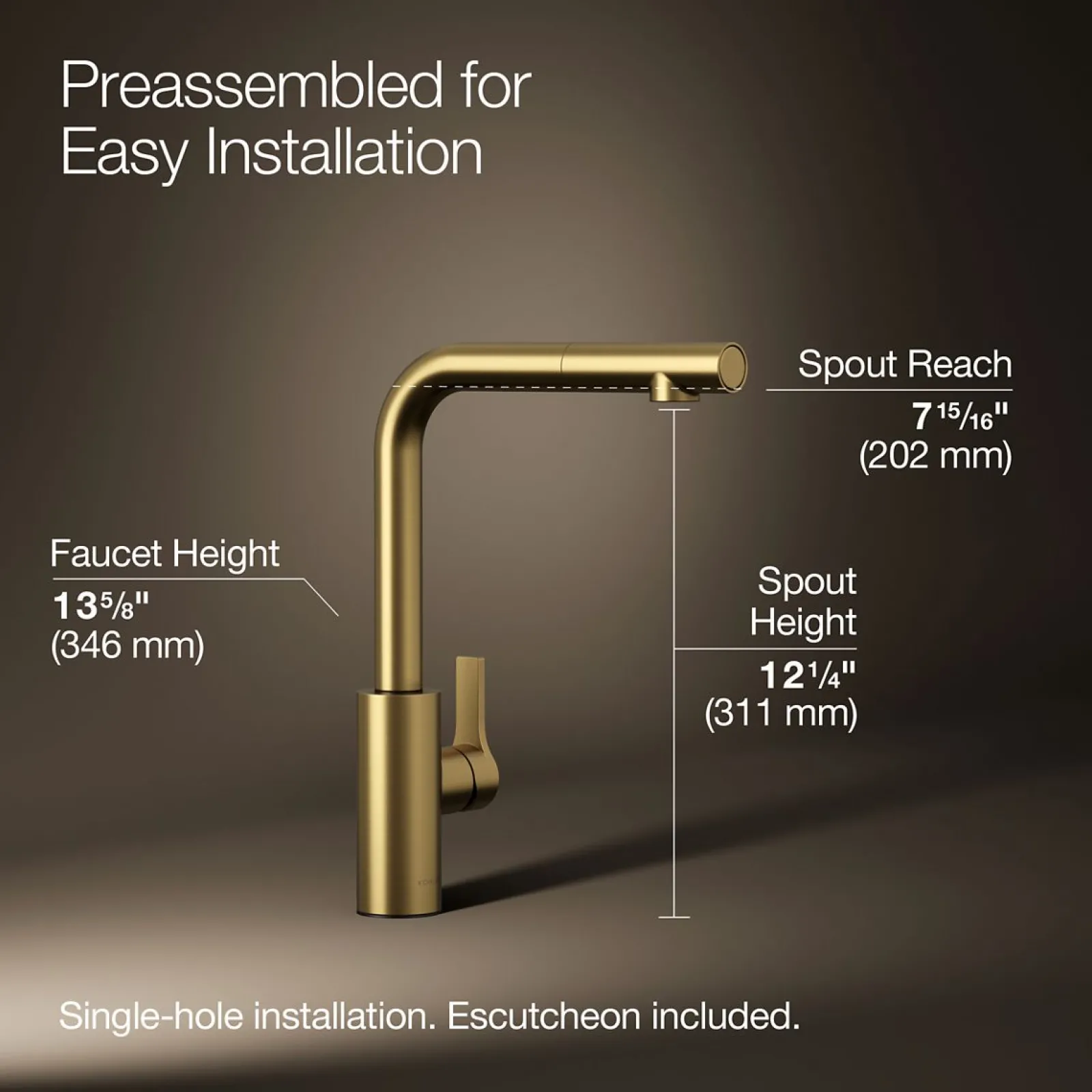 Pull-out kitchen sink faucet with two-function sprayhead^Kohler Outlet