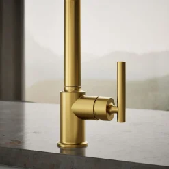 Pull-out kitchen sink faucet with three-function sprayhead^Kohler Discount