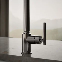 Pull-out kitchen sink faucet with three-function sprayhead^Kohler Discount