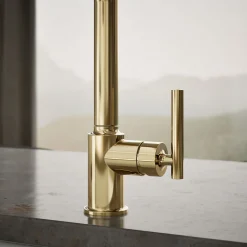 Pull-out kitchen sink faucet with three-function sprayhead^Kohler Discount