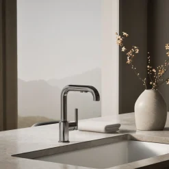 Pull-out kitchen sink faucet with three-function sprayhead^Kohler Discount