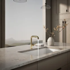 Pull-out kitchen sink faucet with three-function sprayhead^Kohler Discount