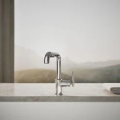 Pull-out kitchen sink faucet with three-function sprayhead^Kohler Discount