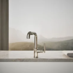 Pull-out kitchen sink faucet with three-function sprayhead^Kohler Discount