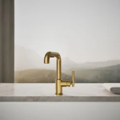 Pull-out kitchen sink faucet with three-function sprayhead^Kohler Discount
