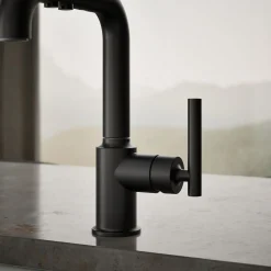 Pull-out kitchen sink faucet with three-function sprayhead^Kohler Discount