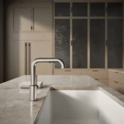 Pull-out kitchen sink faucet with three-function sprayhead^Kohler Discount