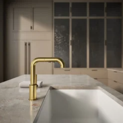 Pull-out kitchen sink faucet with three-function sprayhead^Kohler Discount