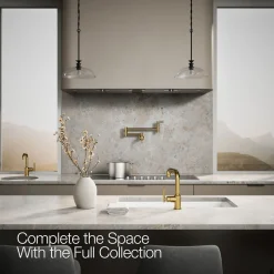 Pull-out kitchen sink faucet with three-function sprayhead^Kohler Discount
