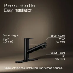 Pull-out kitchen sink faucet with three-function sprayhead^Kohler Sale