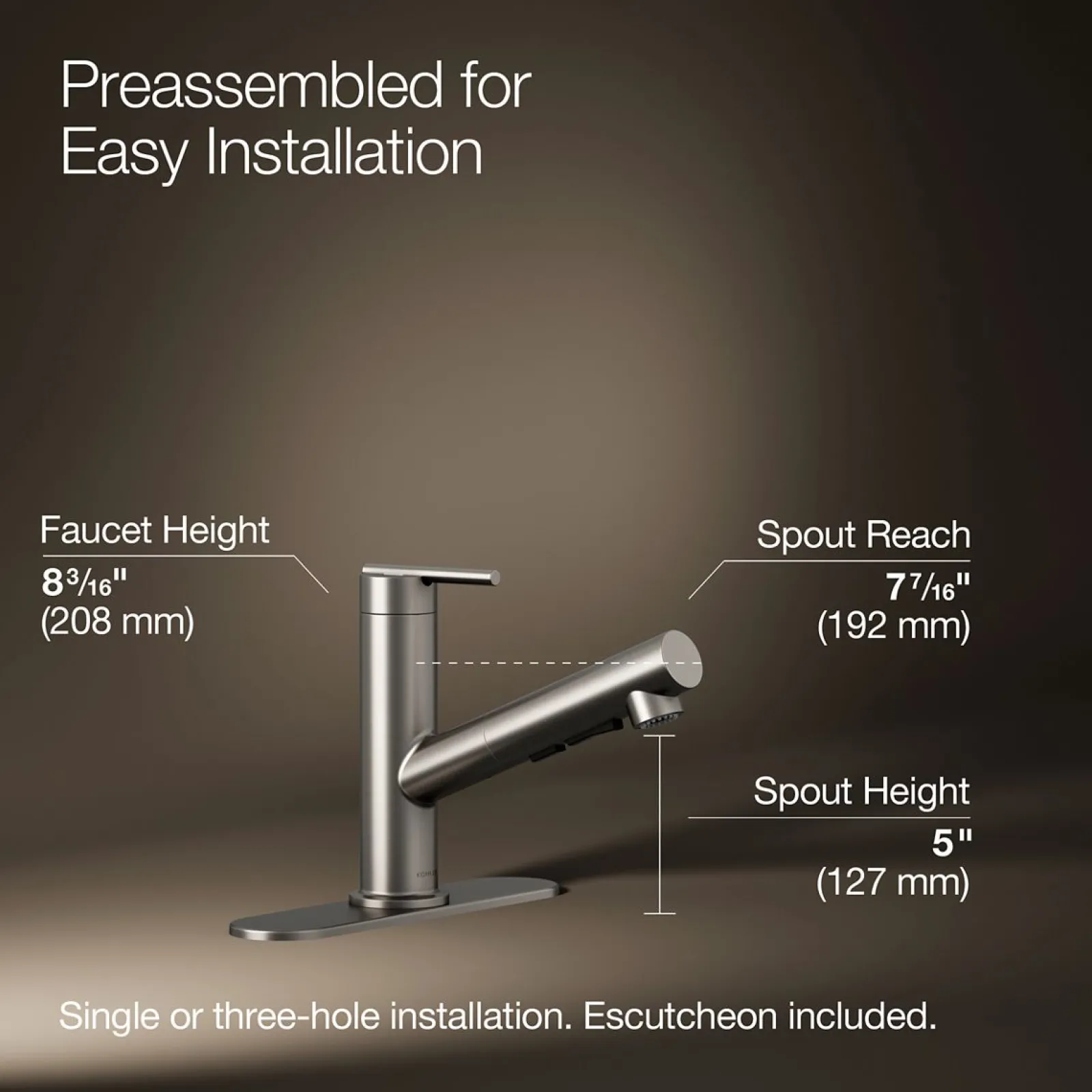 Pull-out kitchen sink faucet with three-function sprayhead^Kohler Sale