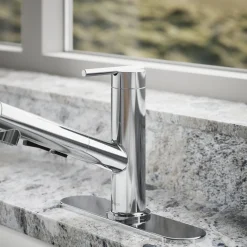 Pull-out kitchen sink faucet with three-function sprayhead^Kohler Sale