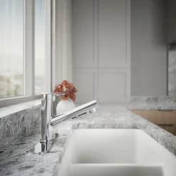 Pull-out kitchen sink faucet with three-function sprayhead^Kohler Sale