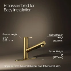 Pull-out kitchen sink faucet with three-function sprayhead^Kohler Sale
